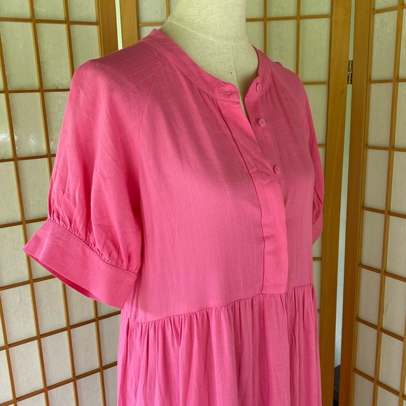 August Sky Pink Tiered Maxi Dress SZ L NWOT CottageCore Prairie - Picture 7 of 9